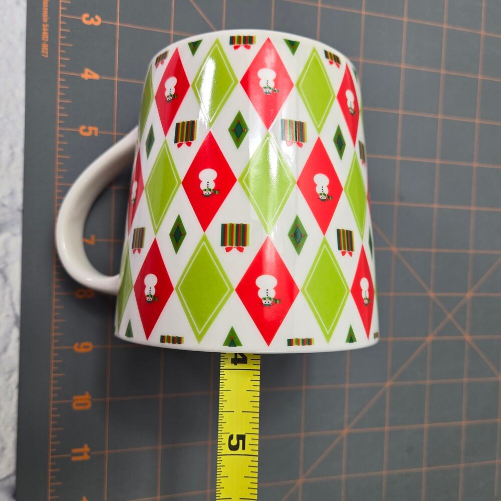 NWT Starbucks Barista 2003 Holiday 40s Wrapping Paper Coffee Mug Red Green 18 oz - Picture 9 of 11